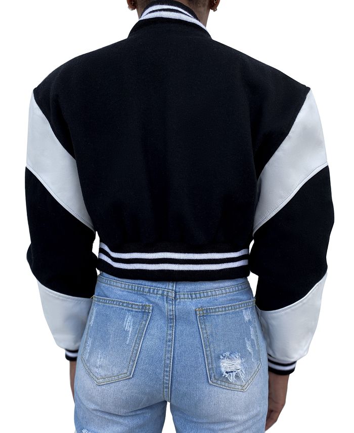 COOL Creative Women's Cropped Varsity Jacket Macy's