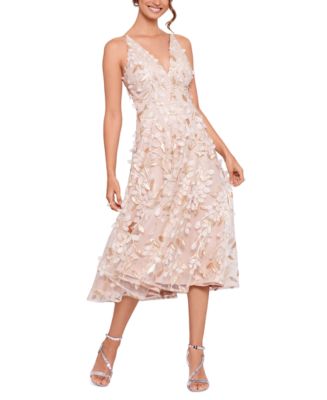 XSCAPE Women's 3D Floral Appliqué Midi Dress - Macy's