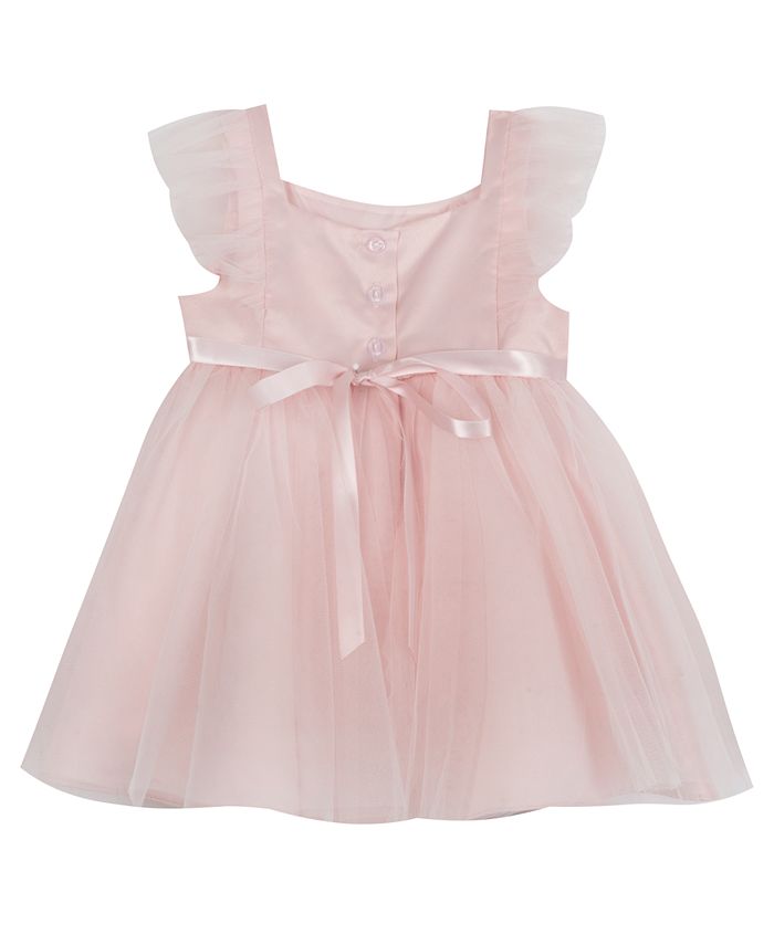 Rare Editions Baby Girls Satin Bodice Flutter Illusion Sleeve to Puff ...