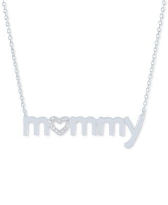 Macy's - Diamond Mommy 18" Pendant Necklace (1/10 ct. t.w.) in Sterling Silver