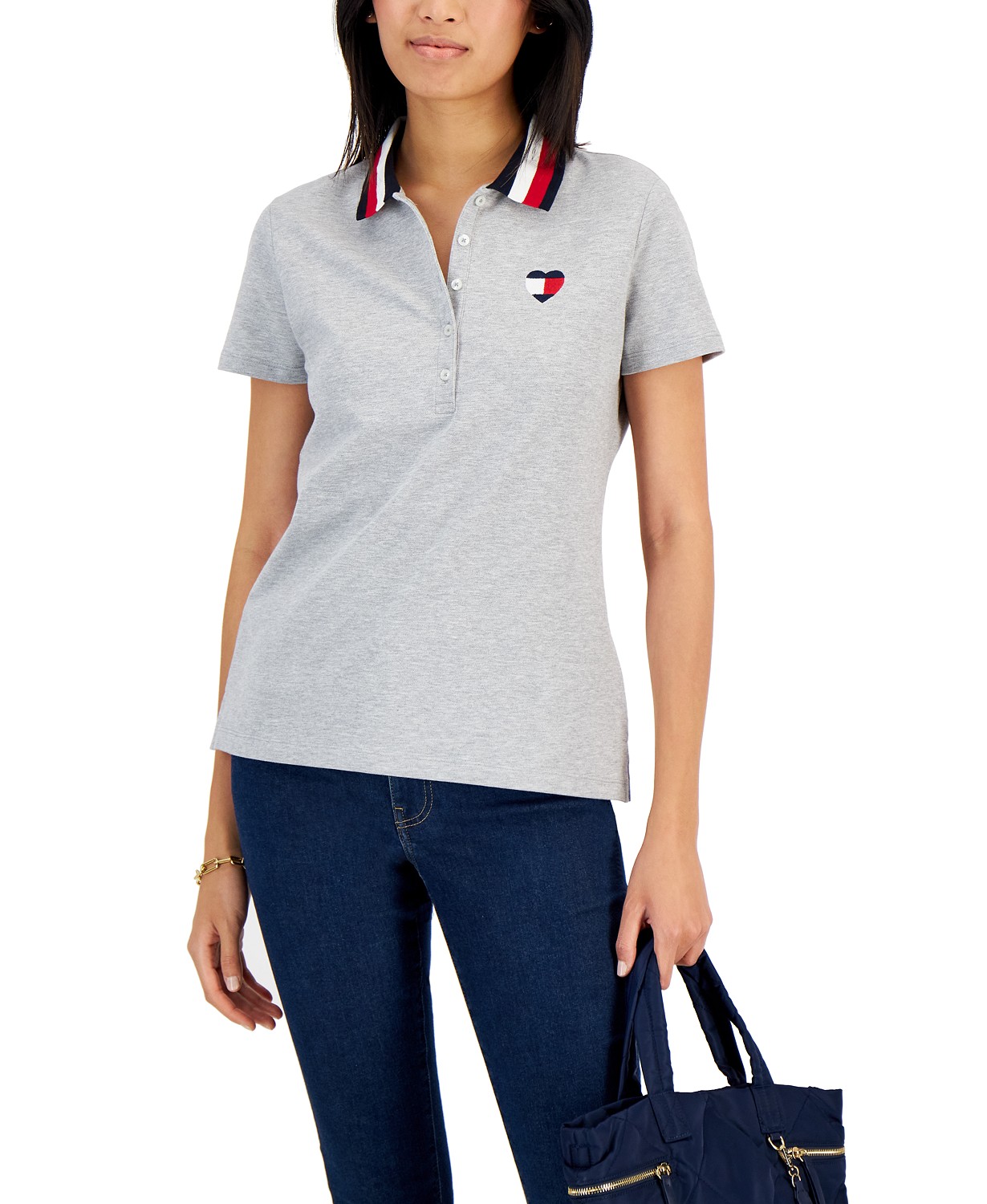 Womens Embroidered Heart Logo Polo Top