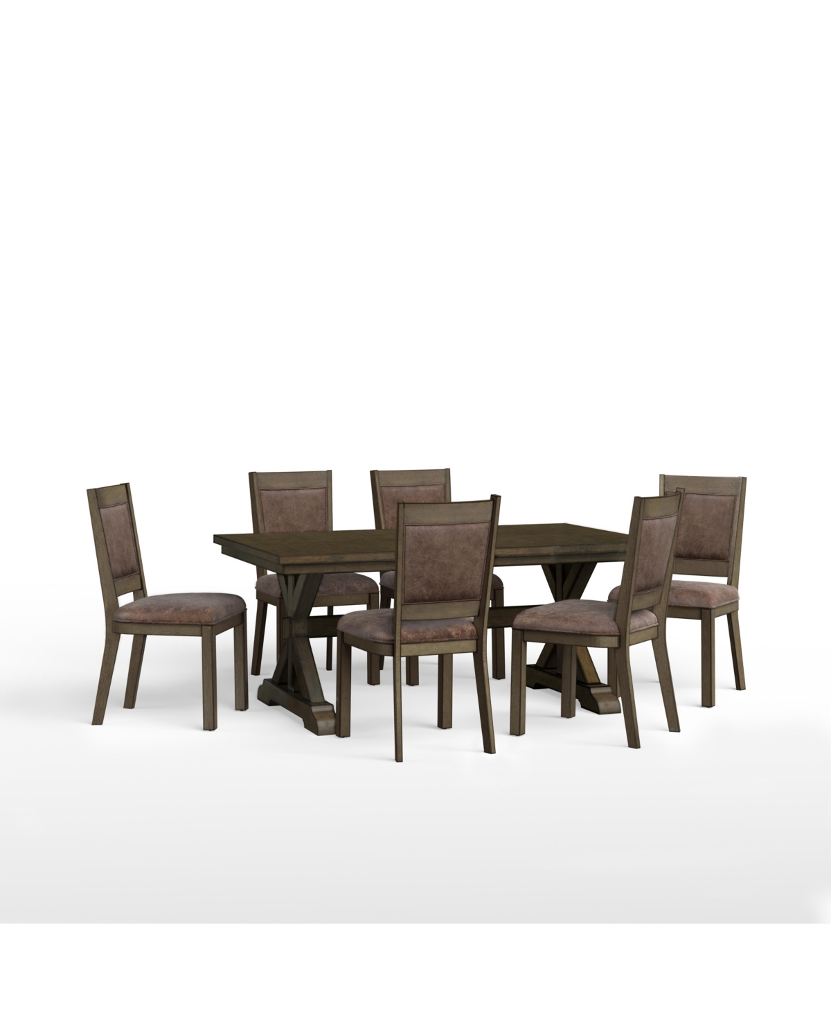 Denman Dining 7-Pc Set (Trestle Table + 6 Side Chairs)