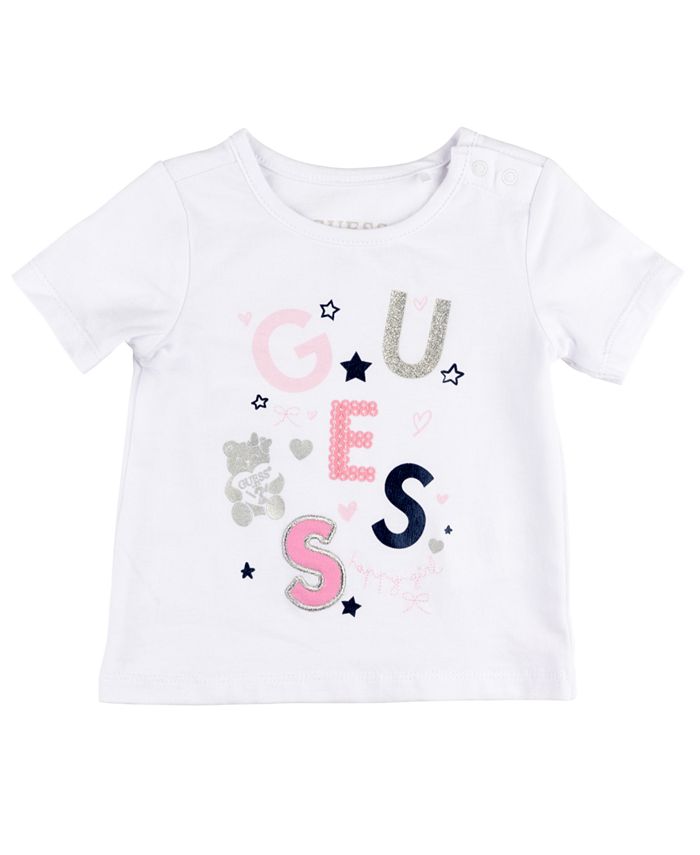 GUESS Baby Girls Embellished Logo Stretch Jersey Tshirt Macy's
