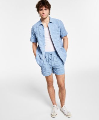 Sun + Stone - Men's Wiley Regular-Fit Wide Stripe Seersucker Camp Shirt
