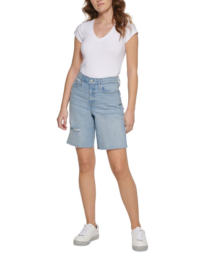 Calvin Klein Jeans Women's High Rise 90s Fit Cutoff Jean Shorts & Reviews -  Shorts - Juniors - Macy's