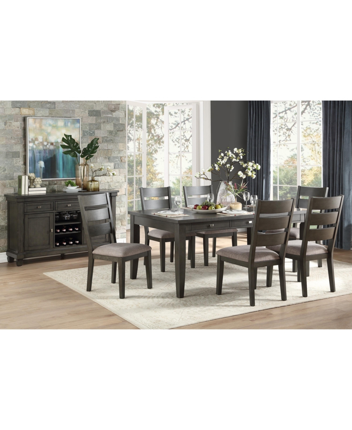 Furniture Waite 7pc Dining Set (rectangular Dining Table & 6 Side Chairs)