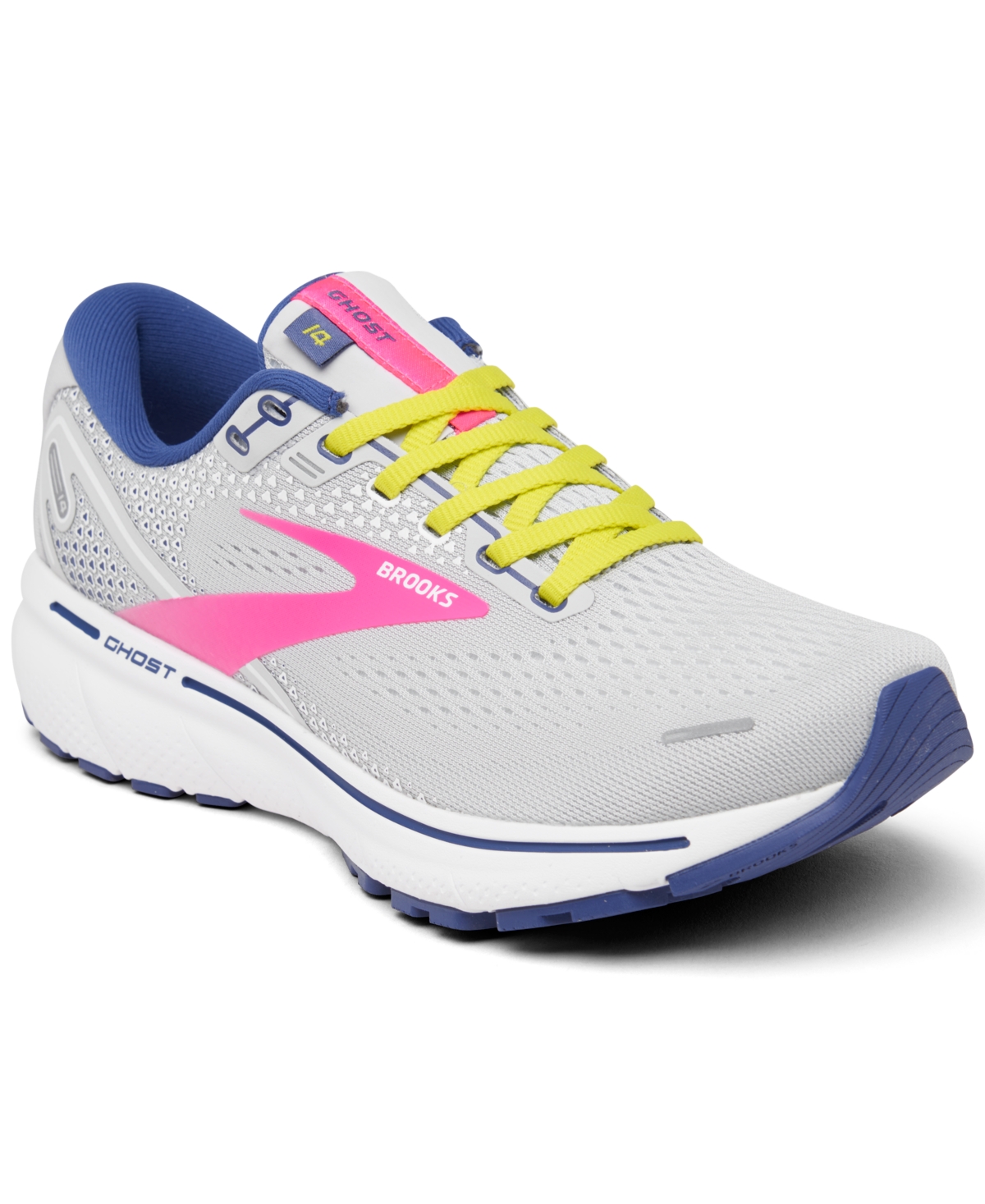 Women's Ghost 14 Wide Width Running Sneakers from Finish Line - Gray, Pink, Sulphur