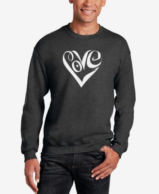 Men's Word Art Script Love Heart Crewneck Sweatshirt