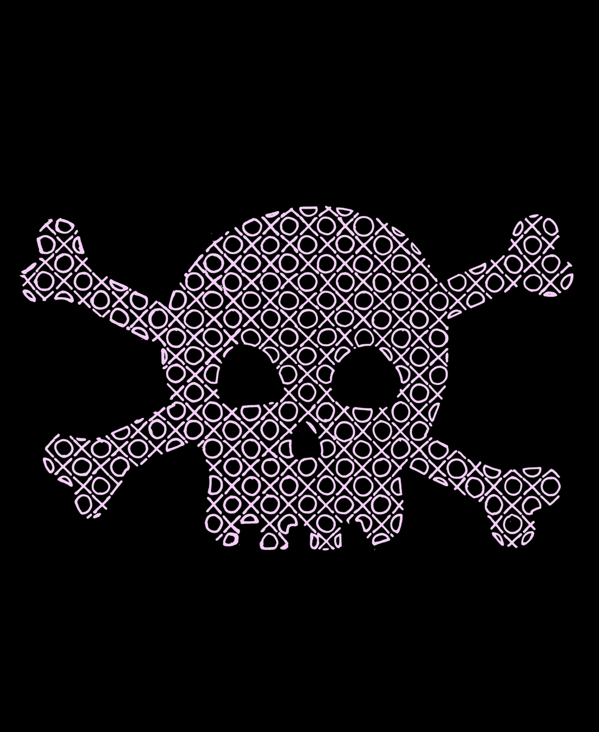 Men's Word Art Long Sleeve Xoxo Skull T-shirt