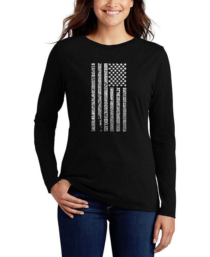  American Flag With National Anthem Lyrics Patriotic US Flag  Sweatshirt : Clothing, Shoes & Jewelry