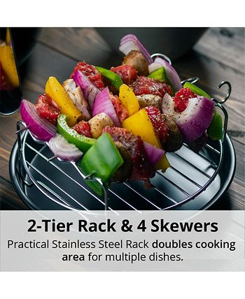 Aria Teflon-Free 7Qt Ceramic Air Fryer with 2-Tier Stainless Steel