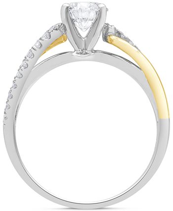 Macy's - Diamond Crossover Engagement Ring (7/8 ct. t.w.) in 14k Two-Tone Gold