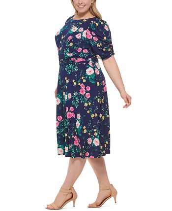 Jessica Howard Plus Size Floral-Print Midi Dress & Reviews - Dresses ...