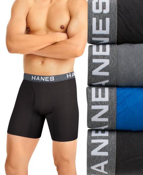 Трусы-боксеры Ultimate® Moisture-Wicking для мужчин, сетка, 4 шт. — Hanes, цвет: Чёрный / Серый