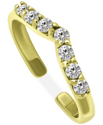 Cubic Zirconia Chevron Toe Ring