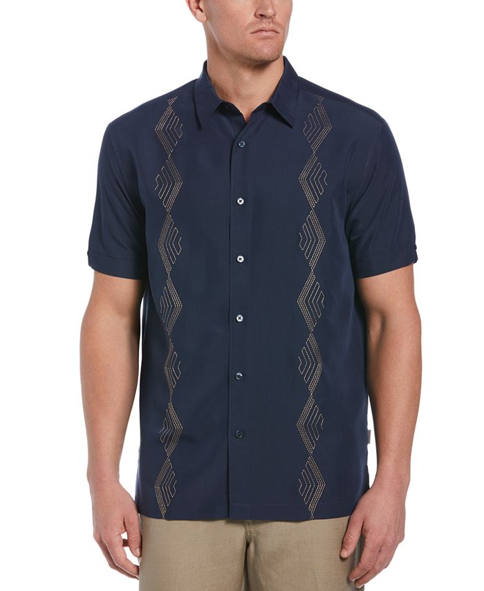 Cubavera Men's Big & Tall Geo Embroidered Panel Shirt - Macy's