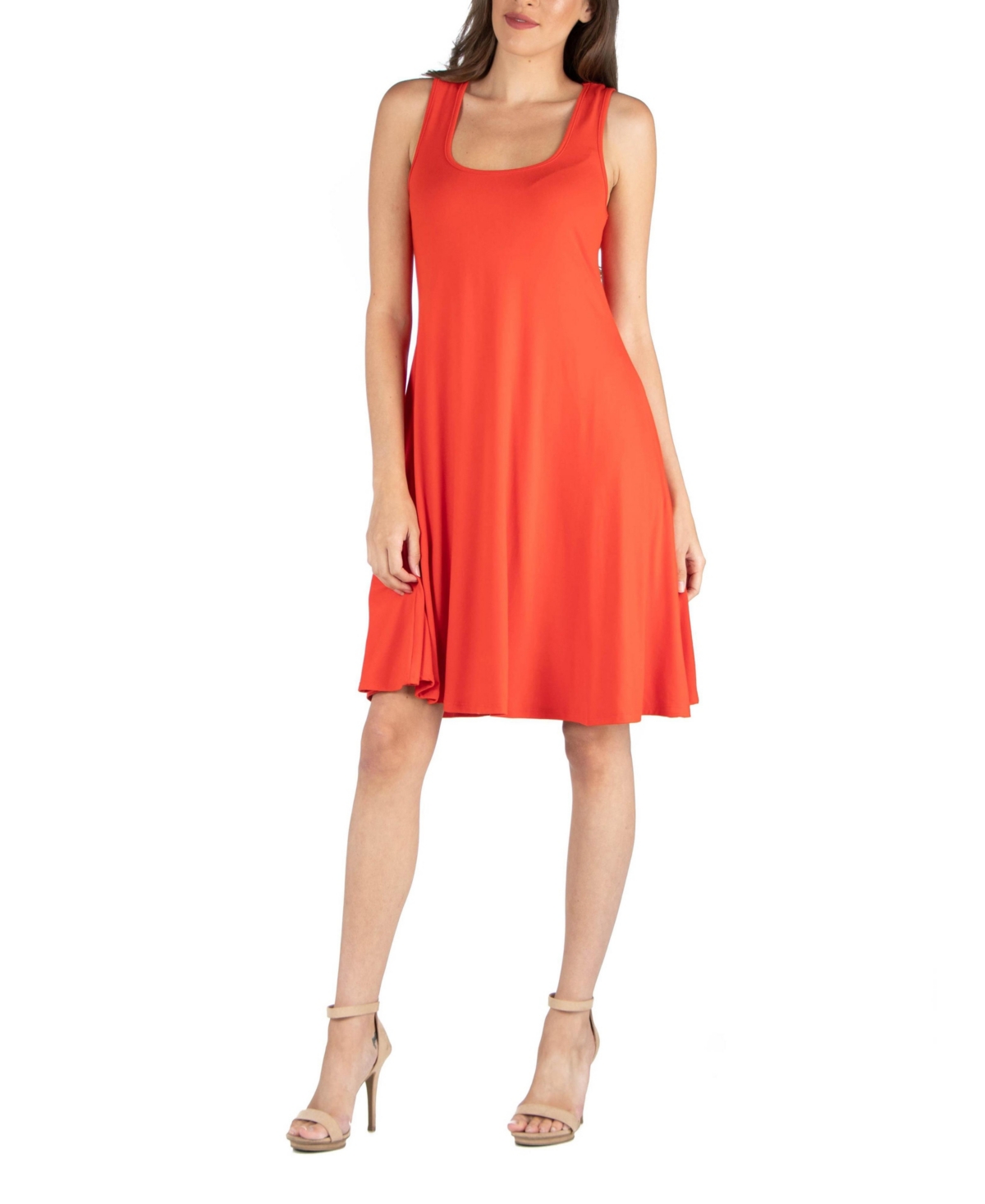 24seven Comfort Apparel A Line Slim Fit And Flare Maternity Dress In Orange