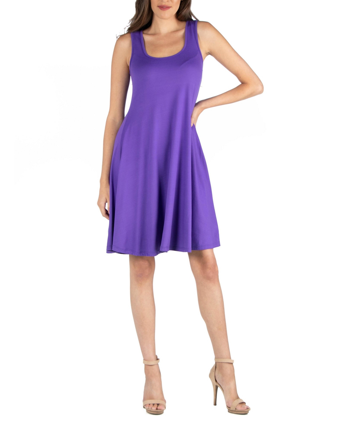 Shop 24seven Comfort Apparel Women's Sleeveless A-line Fit And Flare Skater Dress In Purple