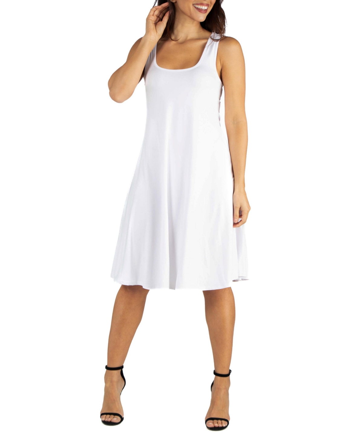 Shop 24seven Comfort Apparel Women's Sleeveless A-line Fit And Flare Skater Dress In White