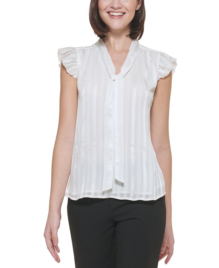 Calvin klein sale ruffle sleeve top