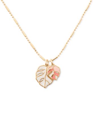 Lucky Brand - Gold-Tone Monstera Leaf Pendant Necklace, 17" + 2" extender