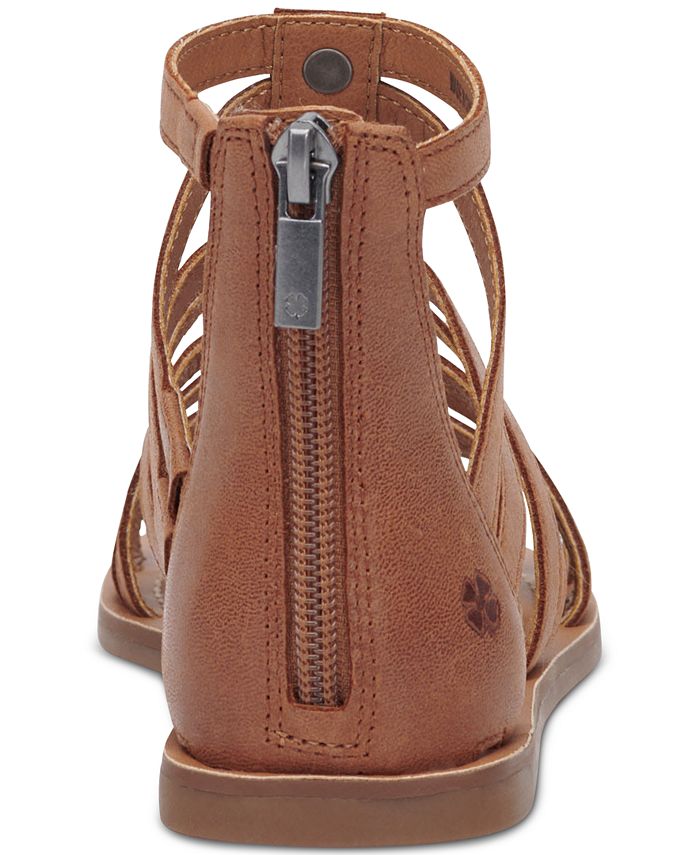 Lucky Brand Women's Sicole Gladiator Heeled Sandals - Leather Straps With Nylon Zipper, Stylish Summer Shoes
