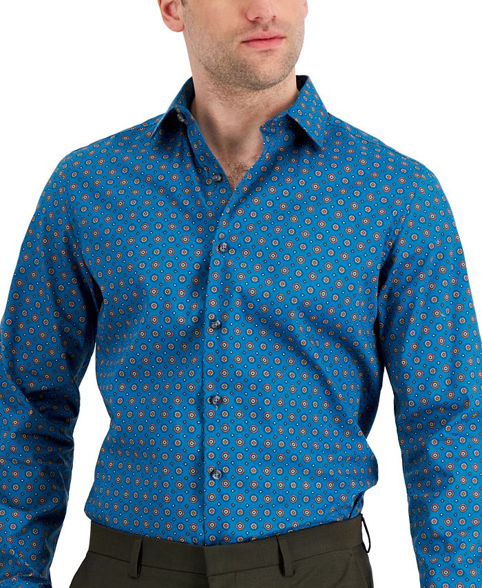 Bar III Men's SlimFit Performance Stretch MedallionPrint Dress Shirt