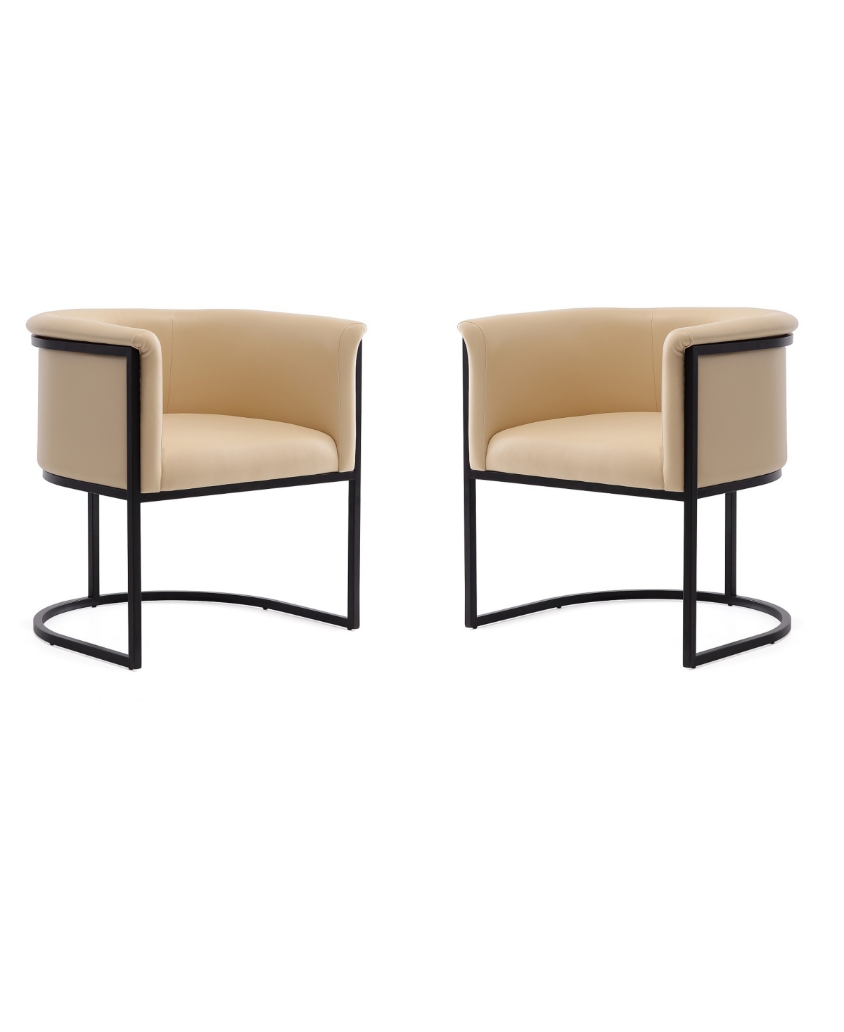 Manhattan Comfort Bali Dining Chair, Set Of 2 In Tan/black