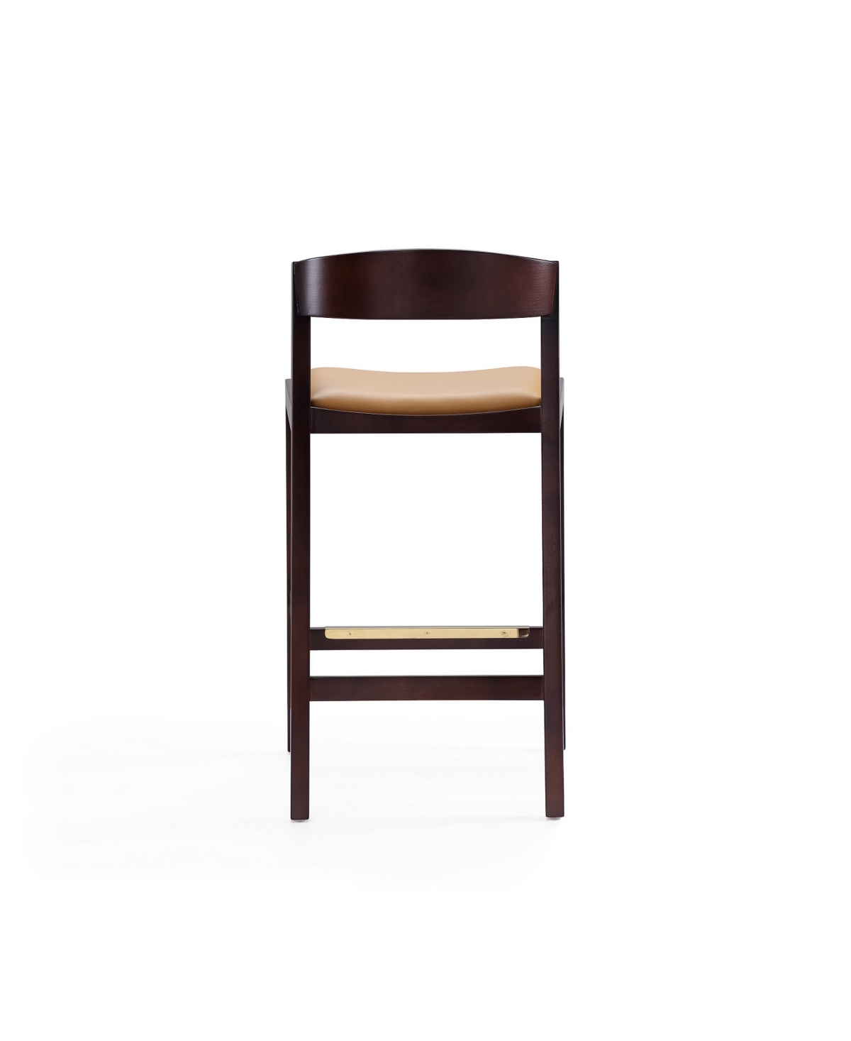 Manhattan Comfort Klismos Counter Stool, Set Of 3 In Camel,dark Walnut