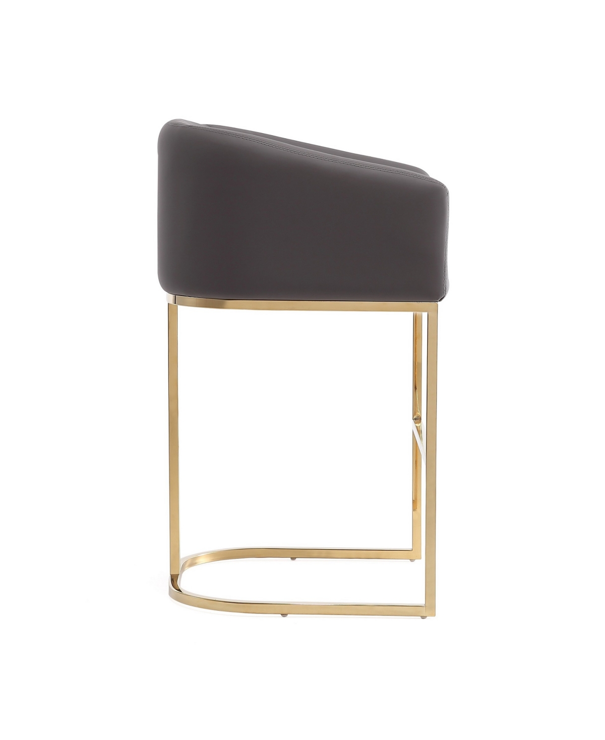 Manhattan Comfort Set Of 3 Louvre Counter Stools In Gray,titanium Gold-tone