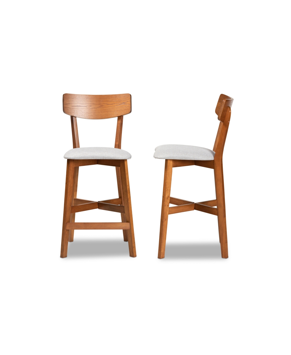 Cameron Modern and Contemporary Transitional Wood Counter Stool Set, 2 Piece - Walnut Brown