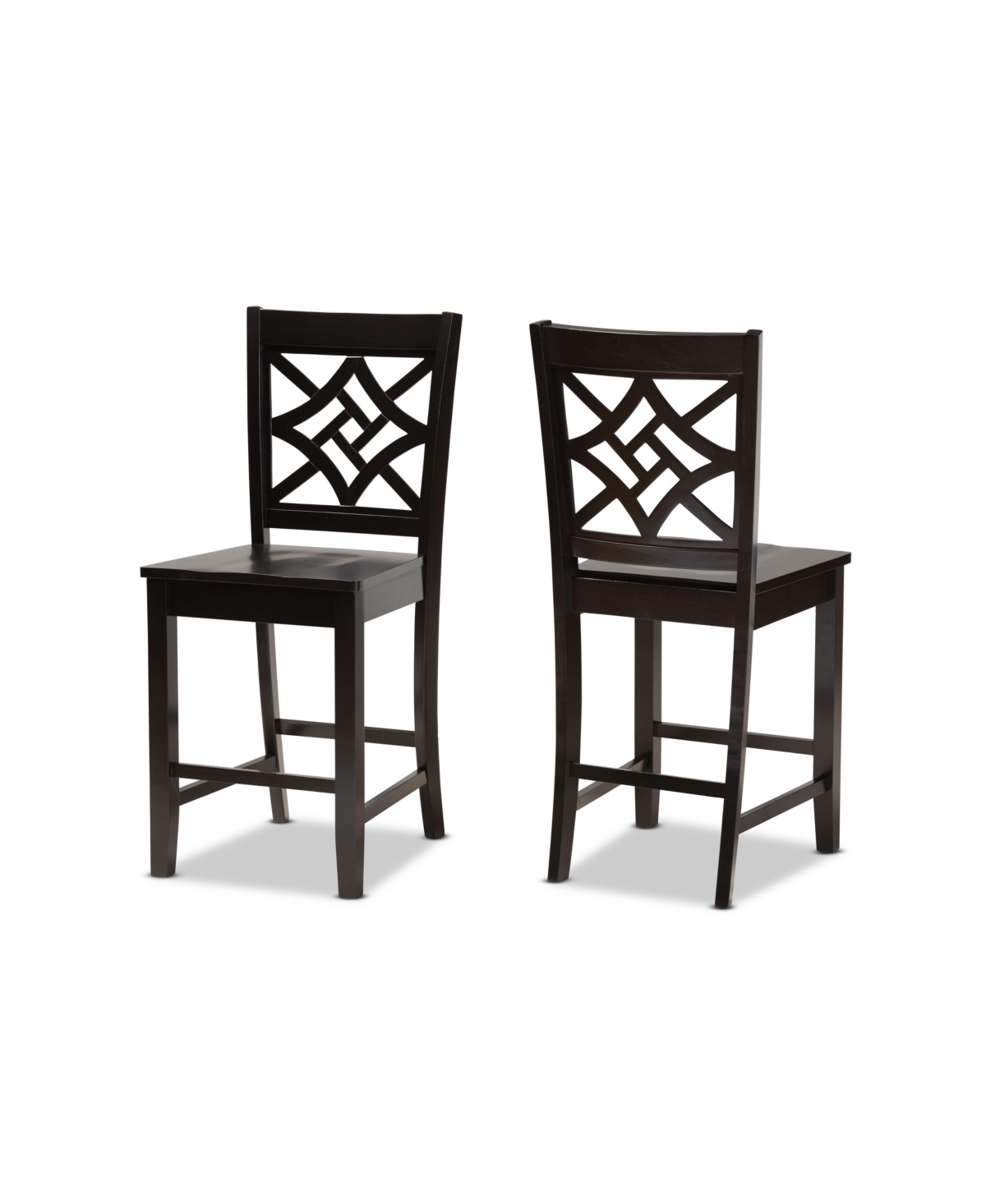 Baxton Studio Nicolette Modern And Contemporary Transitional Wood Counter Stool Set, 2 Piece In Dark Brown