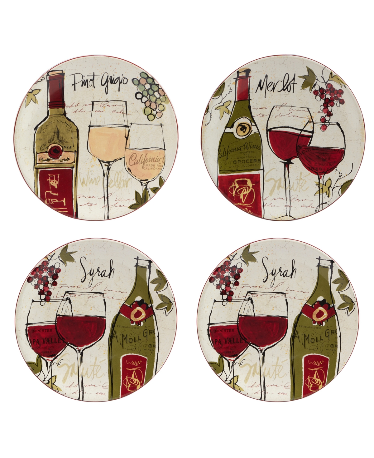 Wine Country Salad Plate, Set of 4 - Burgundy