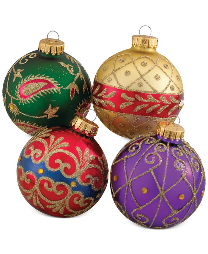 Kurt Adler Set of 4 Imperial Design Glass Ornaments Macy's