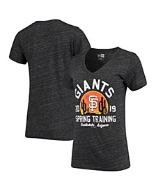 Women's by New Era Charcoal San Francisco Giants 2019 Spring Training Sunrise Slub Tri-Blend V-Neck T-shirt