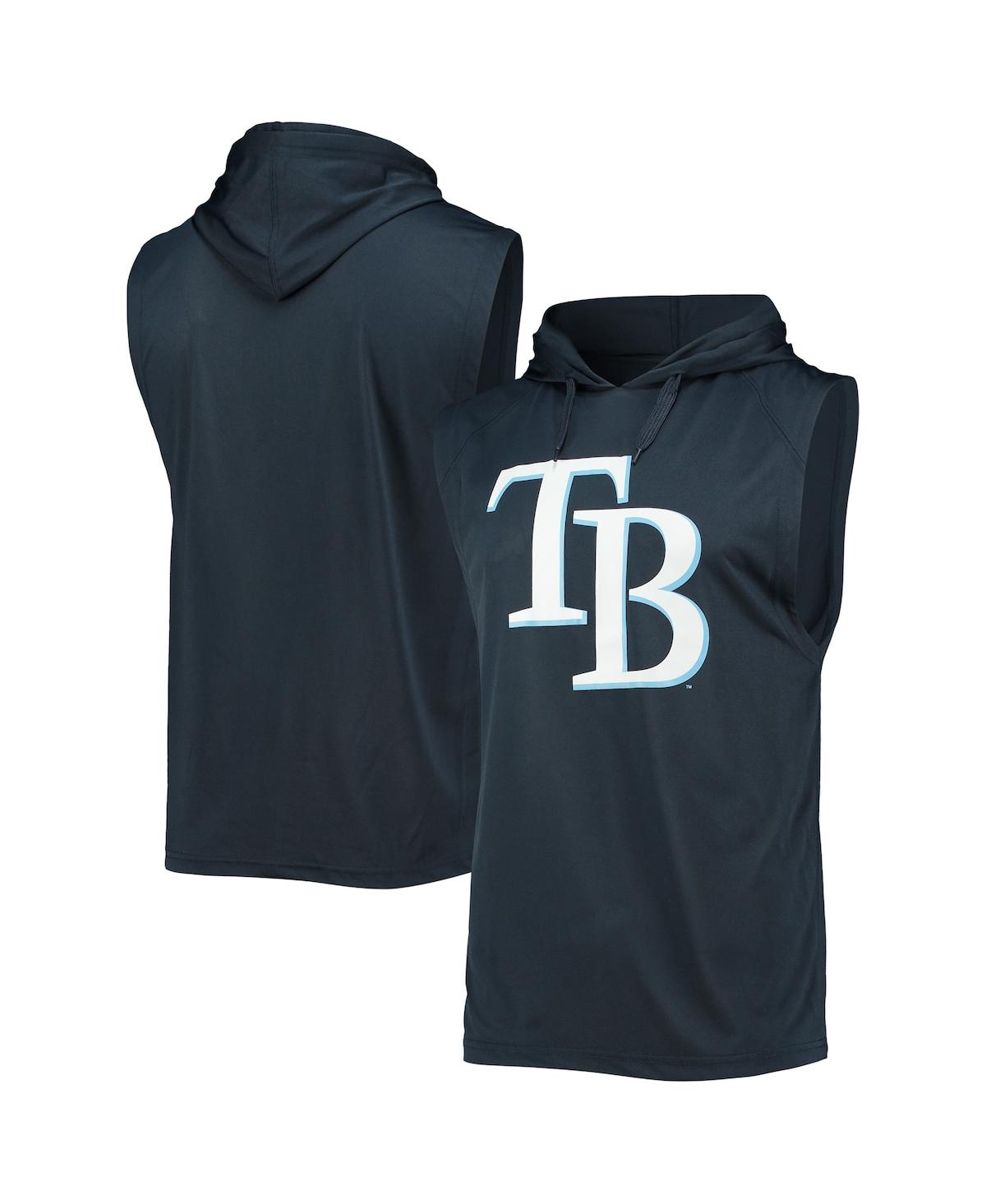 STITCHES MEN'S STITCHES NAVY TAMPA BAY RAYS SLEEVELESS PULLOVER HOODIE