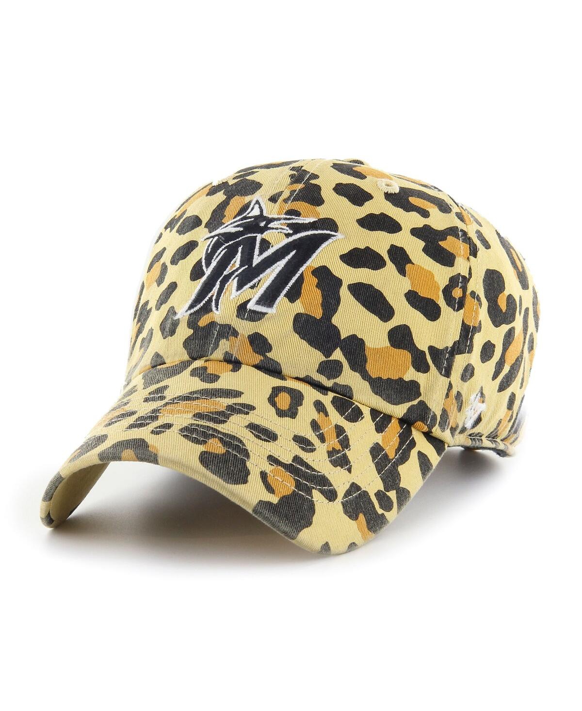 47 Brand Women's ' Miami Marlins Tan Cheetah Clean Up Adjustable Hat