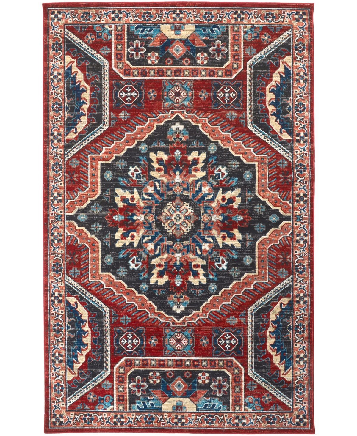 Feizy Walker WAL39CD 7'9in x 10'6in Area Rug - Red, Blue