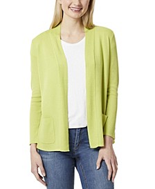 Women's Open Front Cardigan Sweater with Rib Placket