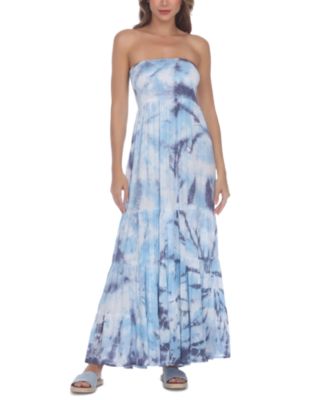 Strapless tie dye maxi sales dress