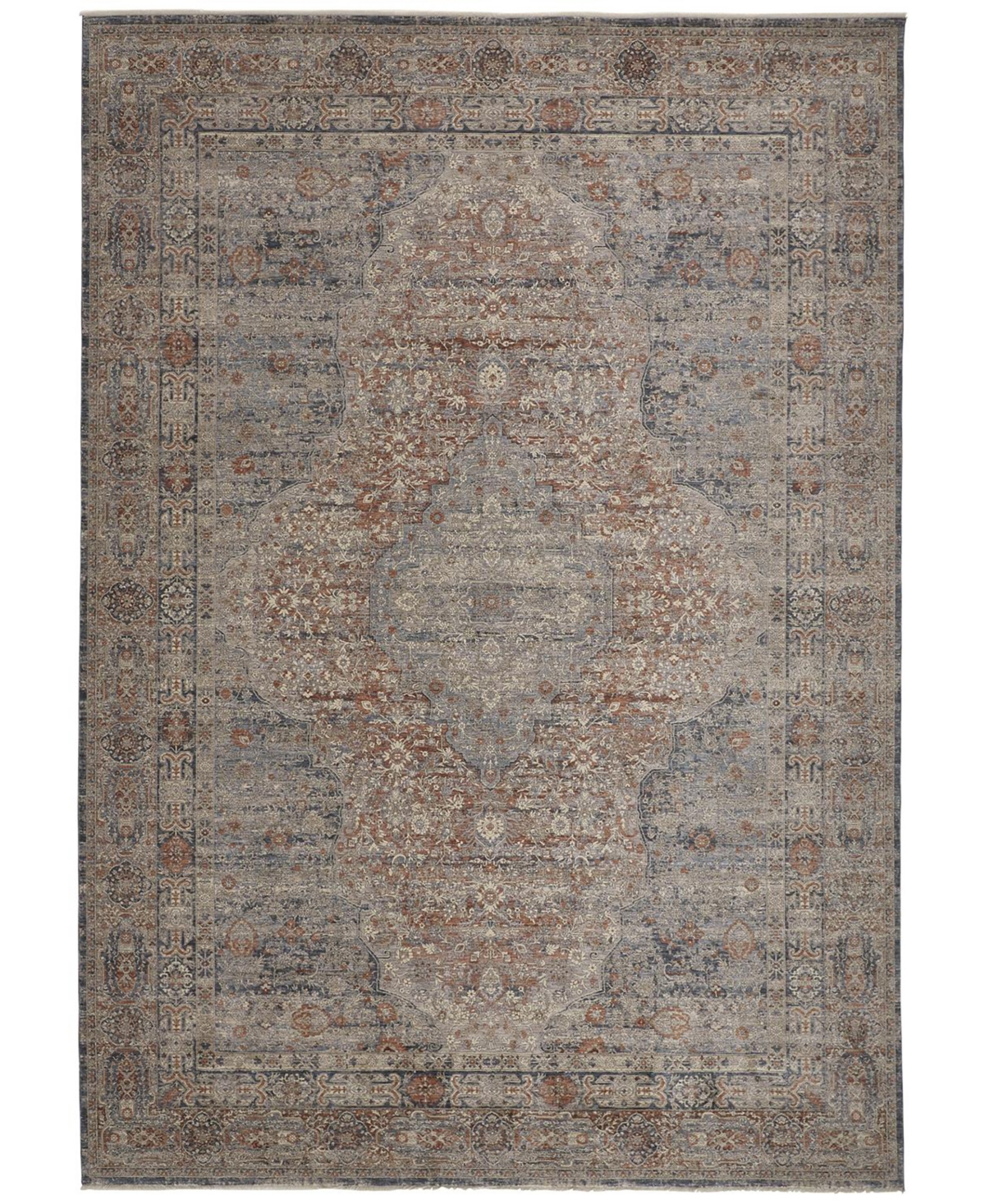 Simply Woven Marquette R3778 6'7" X 9'10" Area Rug In Rust,blue