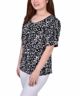 Women's Elbow Cuffed Sleeve Hardware Top
