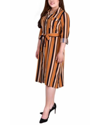 Plus Size Printed Shirt Dress