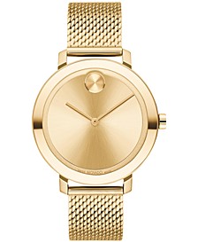 Women's Swiss Evolution Bold Gold Ion-Plated Stainless Steel Mesh Bracelet Watch 34mm