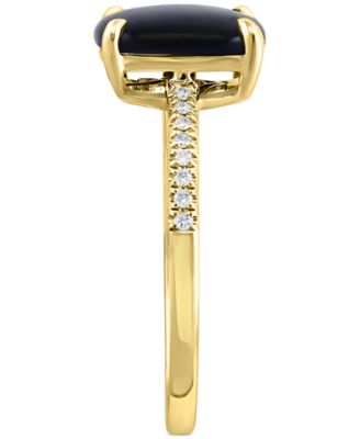 EFFY&reg; Onyx & Diamond (1/20 ct. t.w.) Ring in 14k Gold
