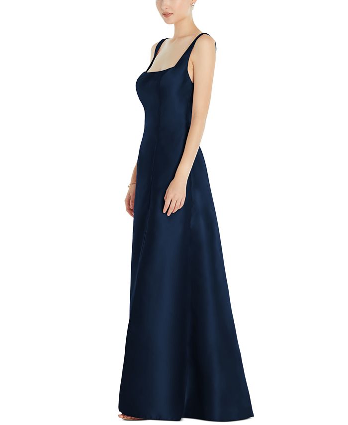 Alfred Sung Front-Slit Satin Gown - Macy's