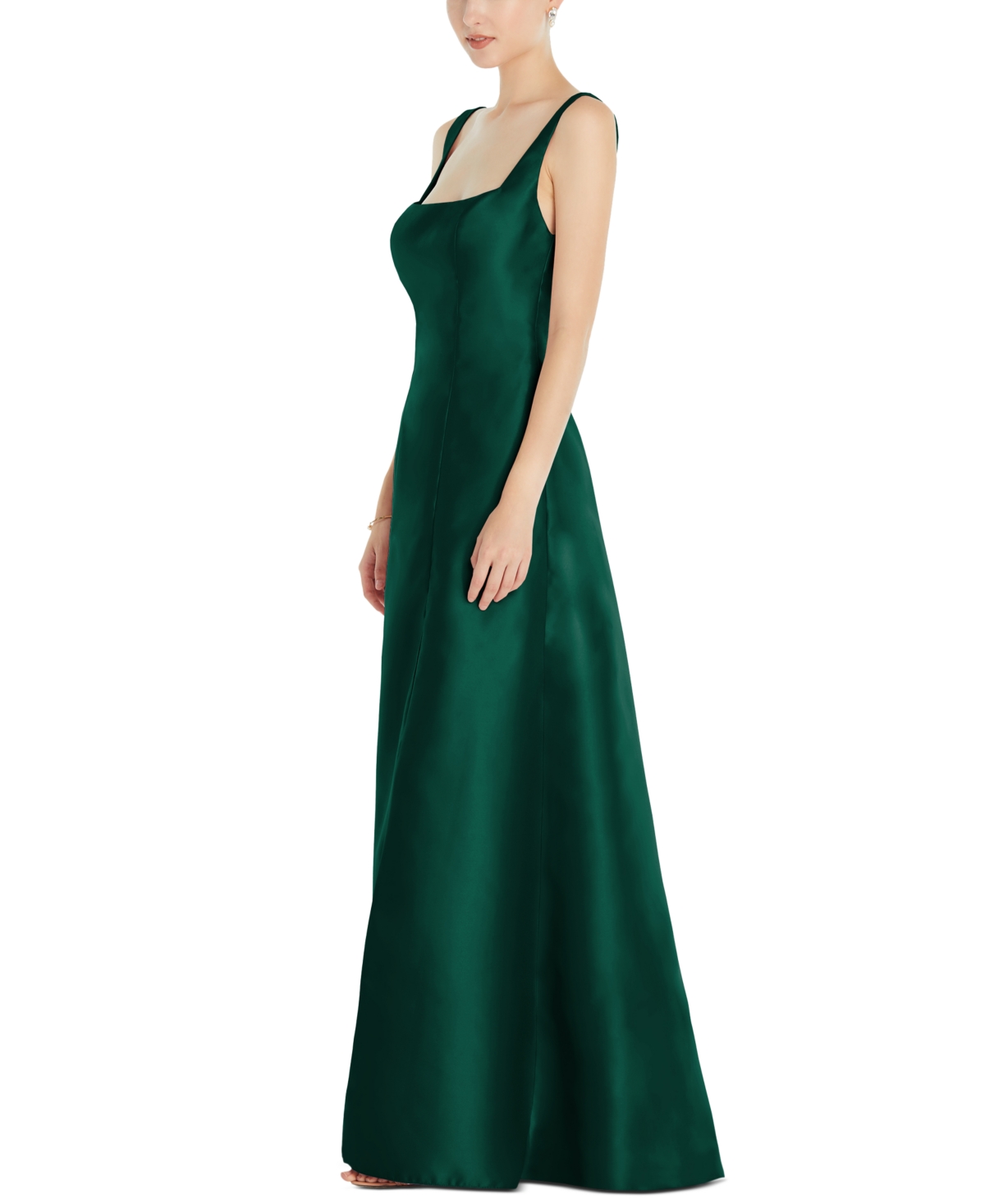 Women's Sleeveless Square-Neck Princess Line Gown with Pockets - Midnight navy