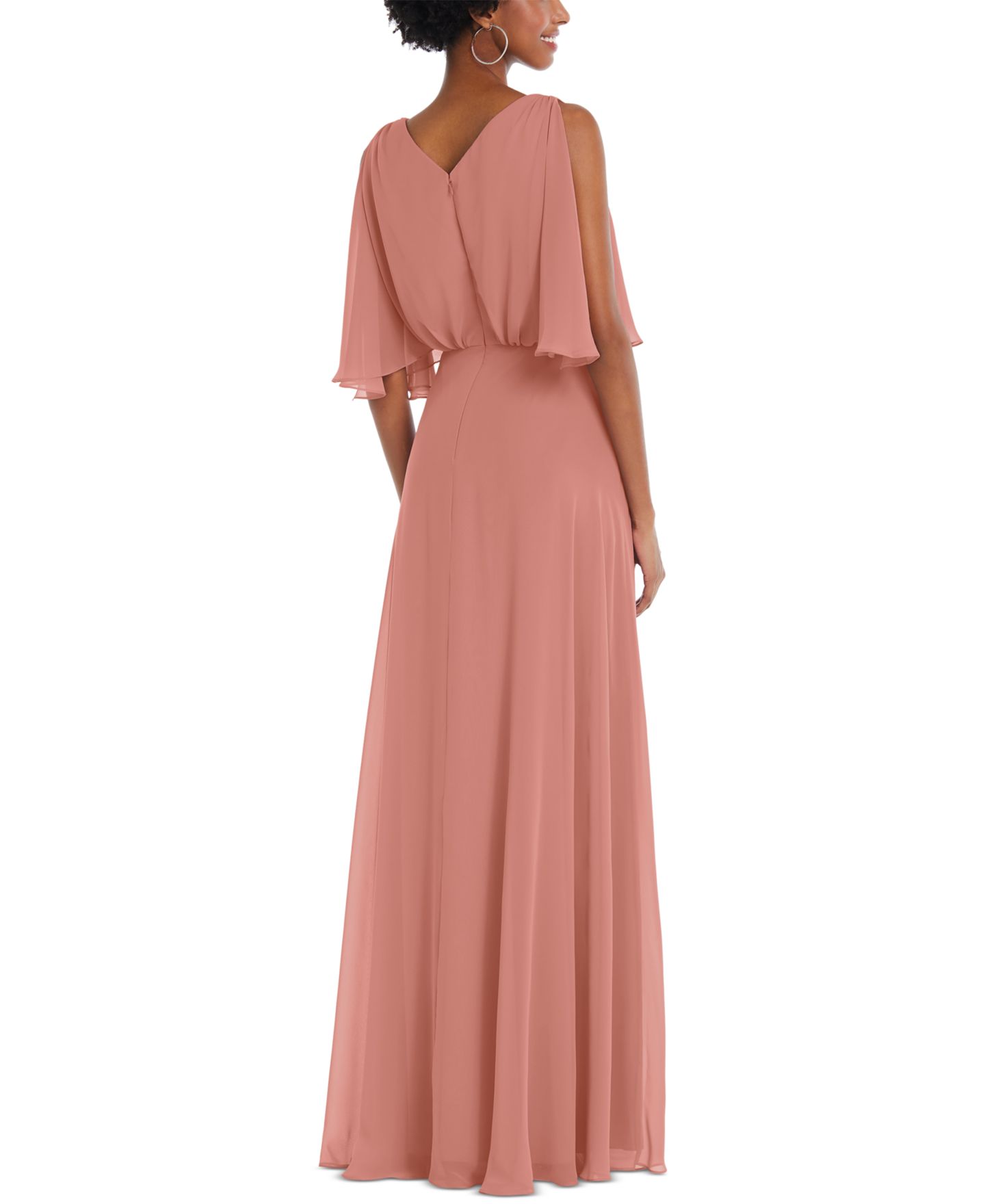 Женское платье After Six V-Neck Split Sleeve Blouson Bodice Maxi, цвет: Пустынный розовый — фото 2