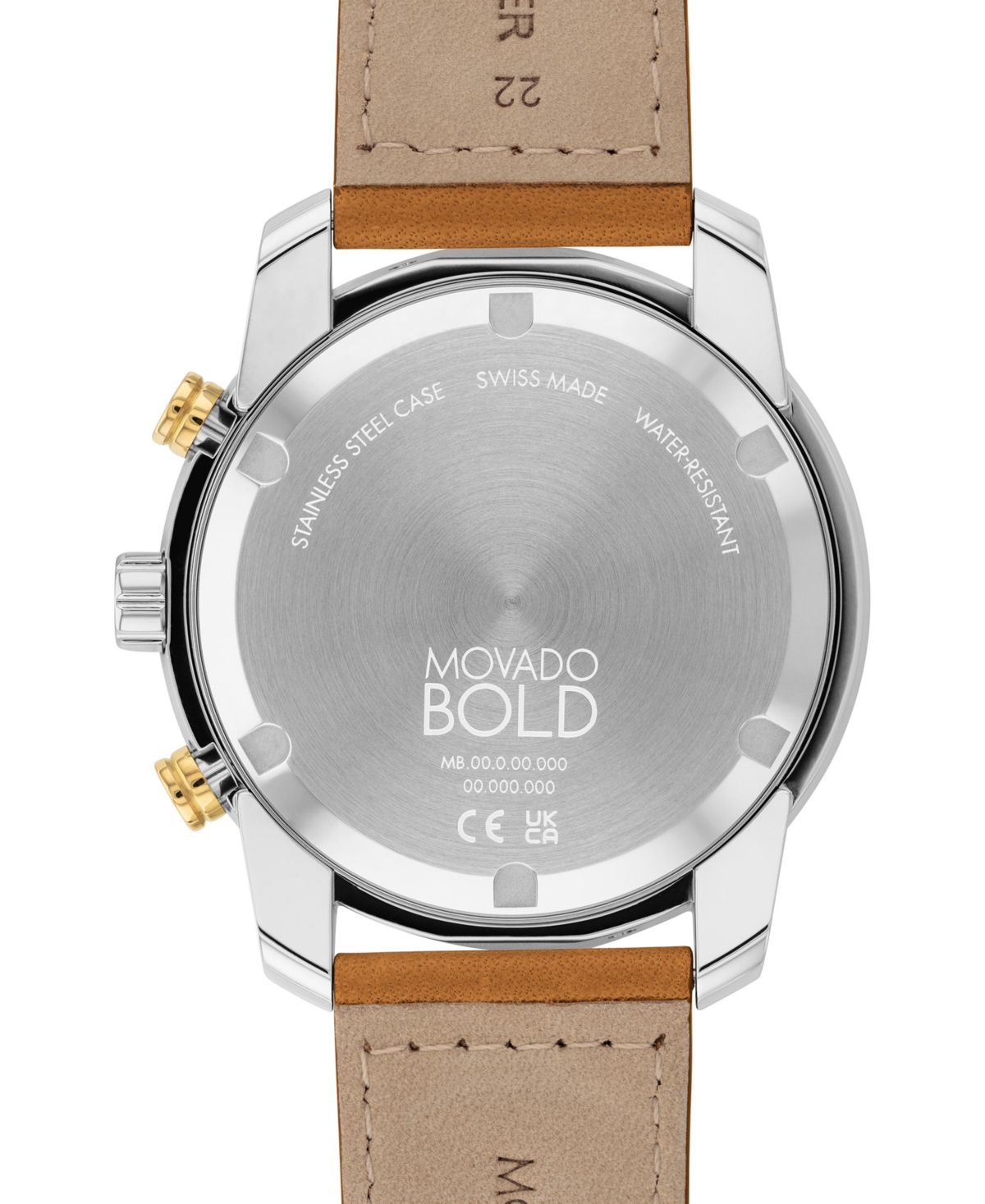 Shop Movado Men's Swiss Chronograph Bold Verso Brown Leather Strap Watch 44mm In Two Tone