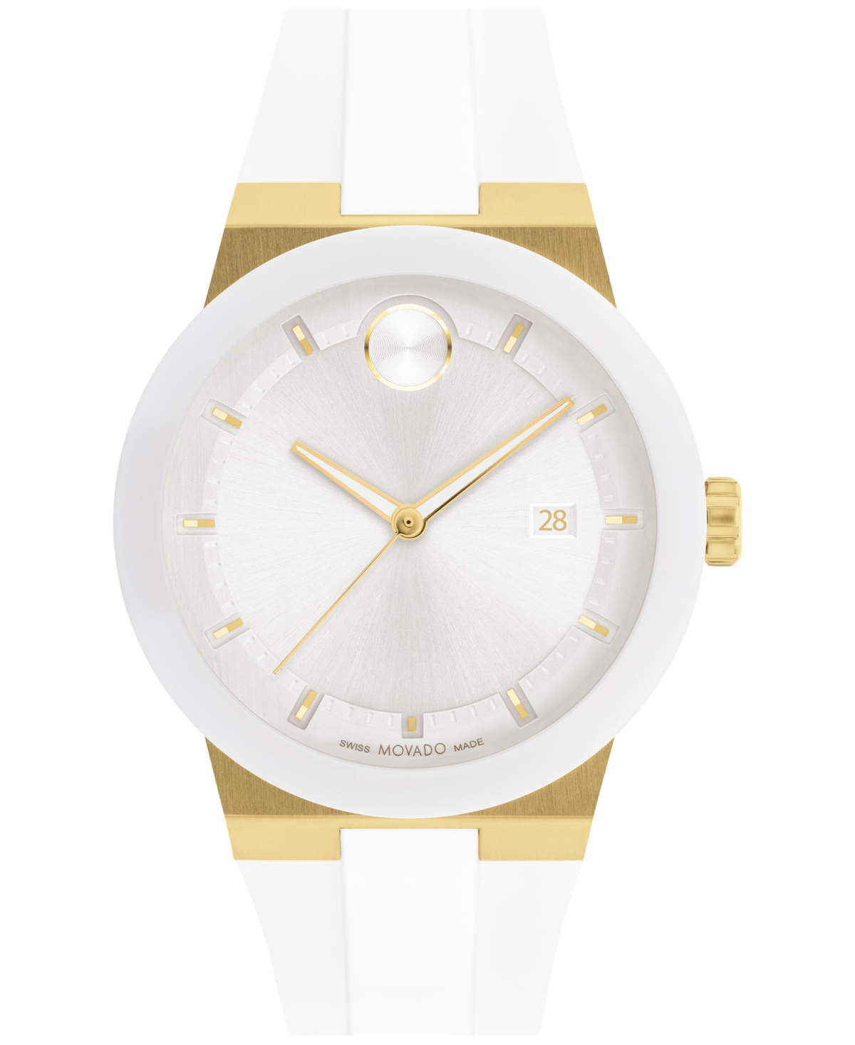 Shop Movado Men's Swiss Bold Fusion White Silicone Strap Watch 42mm In Two Tone